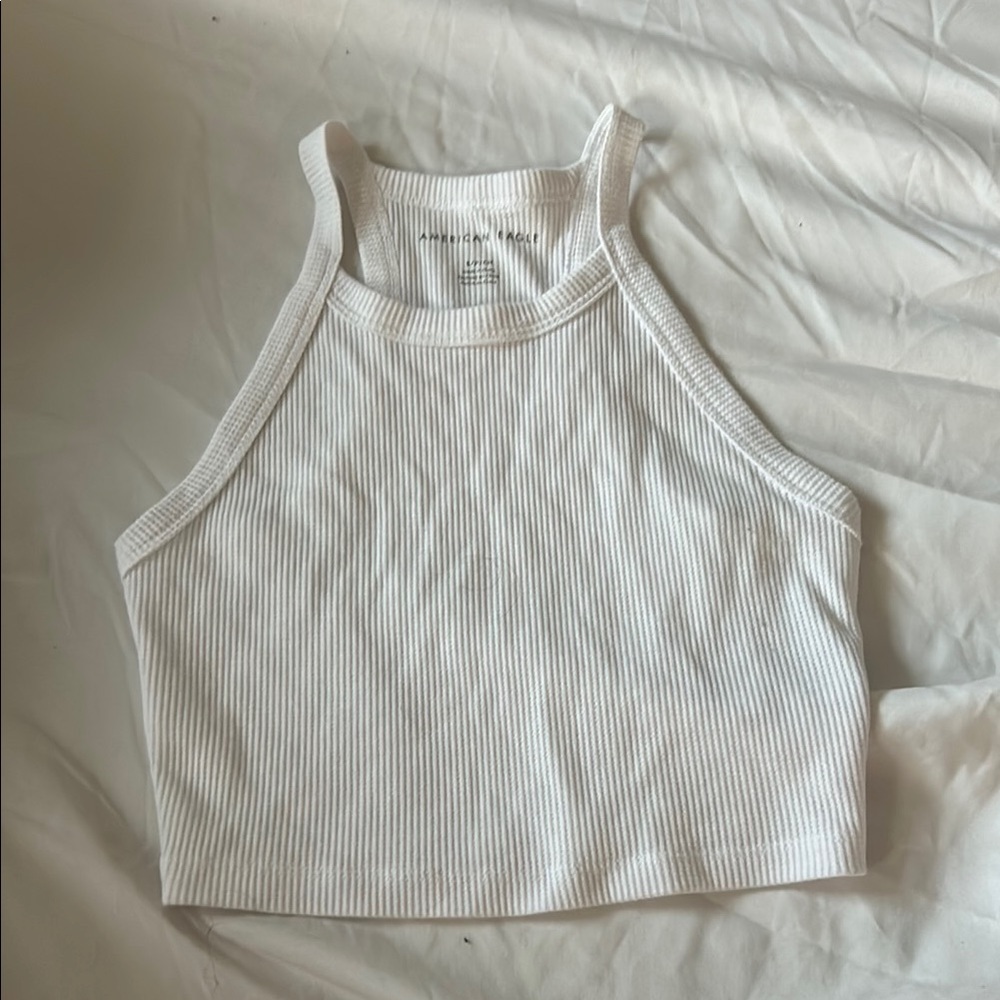 White Ribbed Halter Top